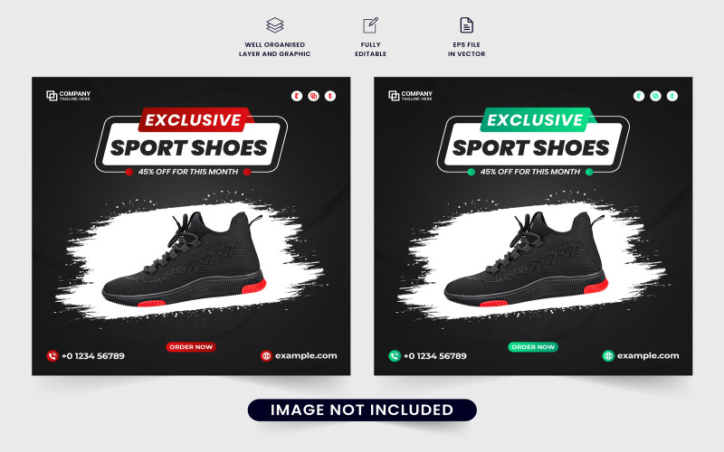 Sport sneakers social media post vector