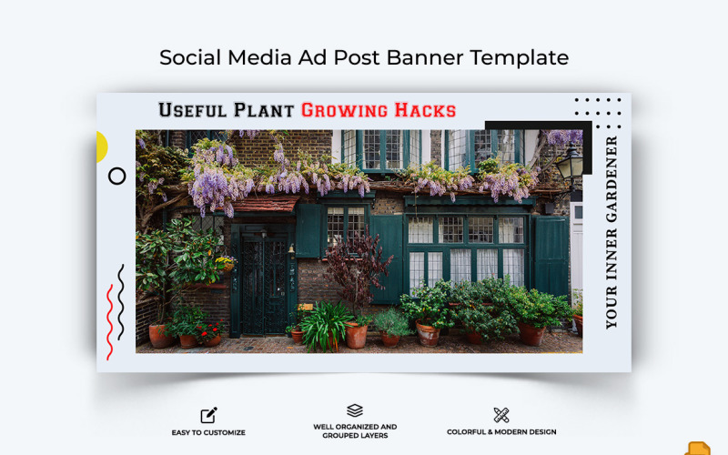 Conception de bannière publicitaire Facebook pour le jardinage à la maison-009