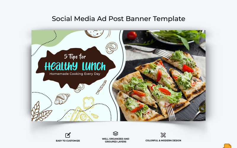 食品和餐厅Facebook 广告横幅设计-007
