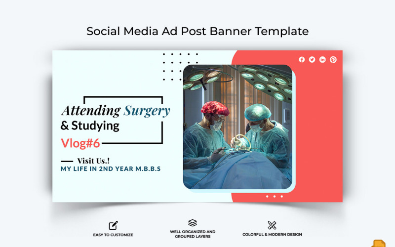 Banner pubblicitario di Facebook medico e ospedaliero Design-003