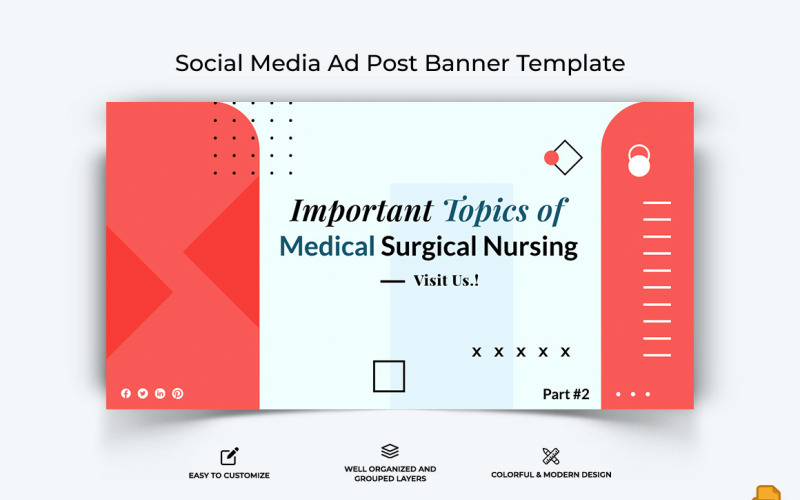 Banner pubblicitario di Facebook medico e ospedaliero Design-006