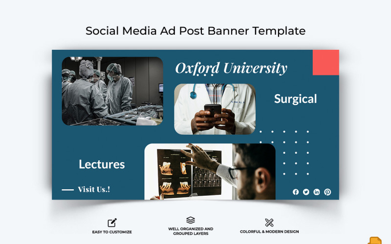 Diseño de banner publicitario de Facebook médico y hospitalario-010