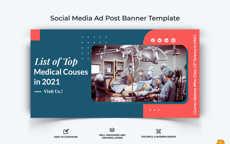 Medyczny i szpitalny projekt banera reklamowego na Facebook-001
