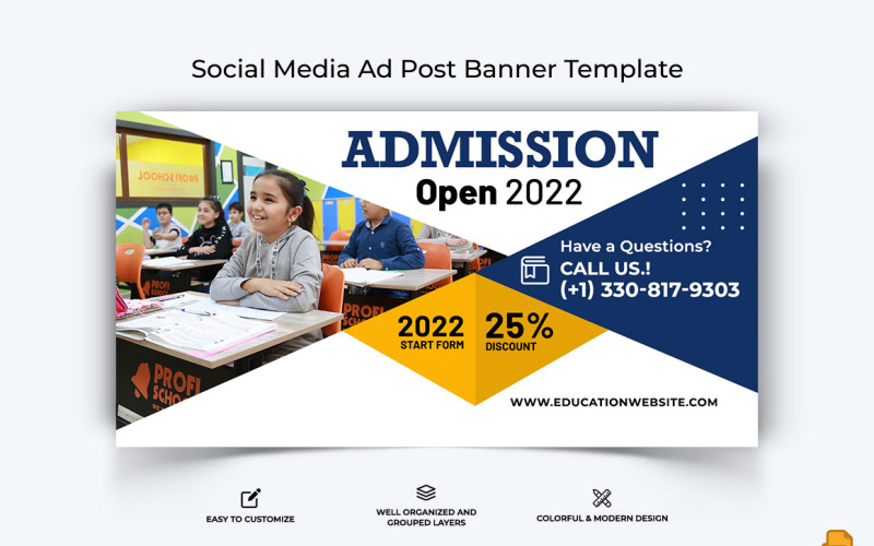 Admisión a la escuela Diseño de banner publicitario de Facebook-016