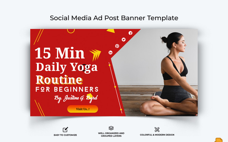 Йога и медитация Дизайн рекламного баннера Facebook-011