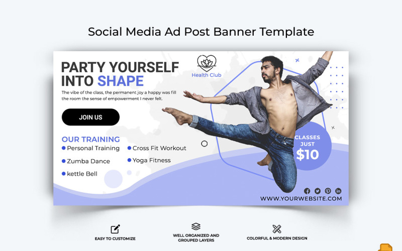 Zumba Dance Дизайн рекламного баннера Facebook-001