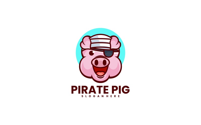 Estilo de logotipo de dibujos animados de cerdo pirata