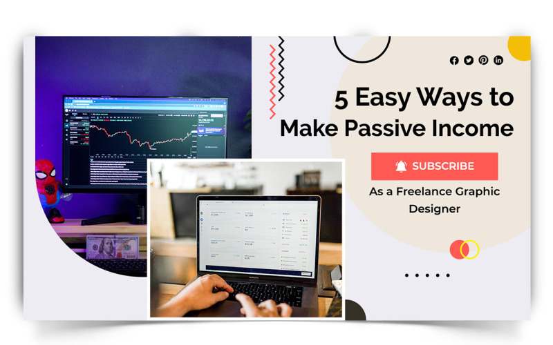 Guadagno di denaro online YouTube Thumbnail Design Template-06
