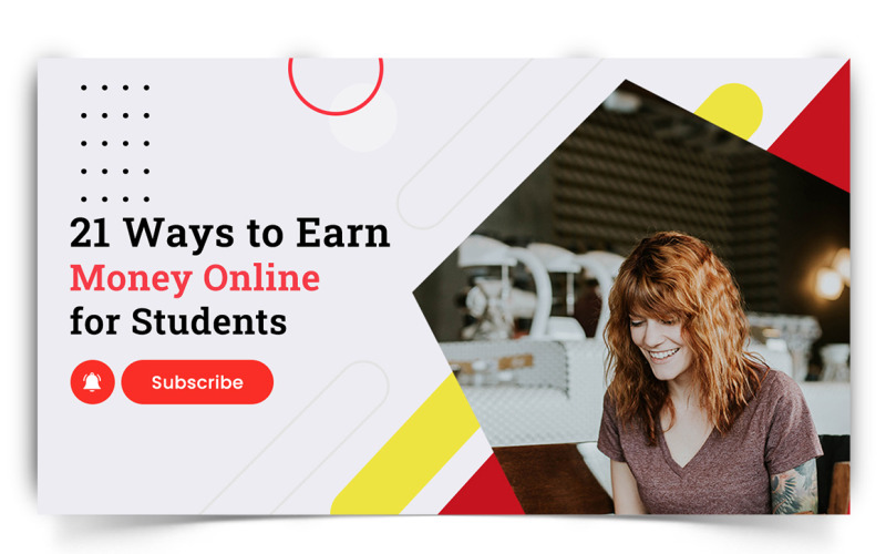 Guadagno di denaro online YouTube Thumbnail Design Template-16