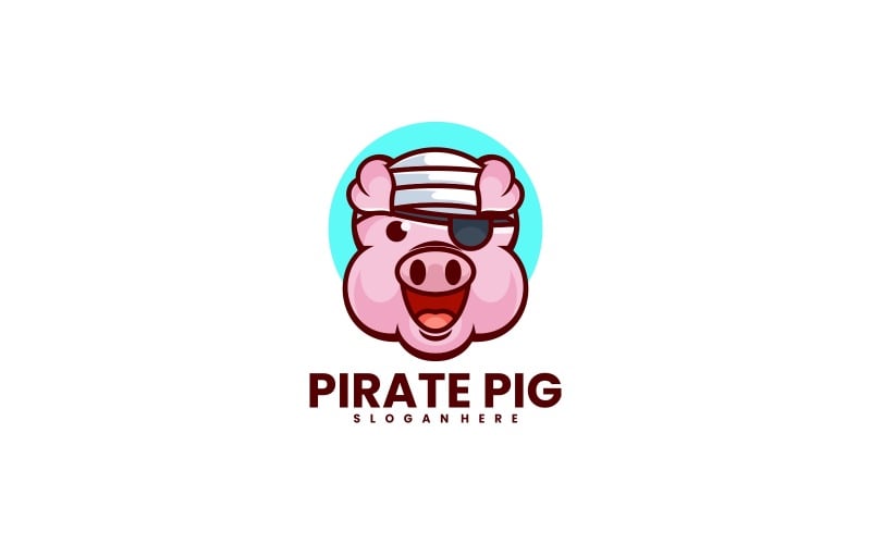 Piraat Varken Cartoon Logo Stijl