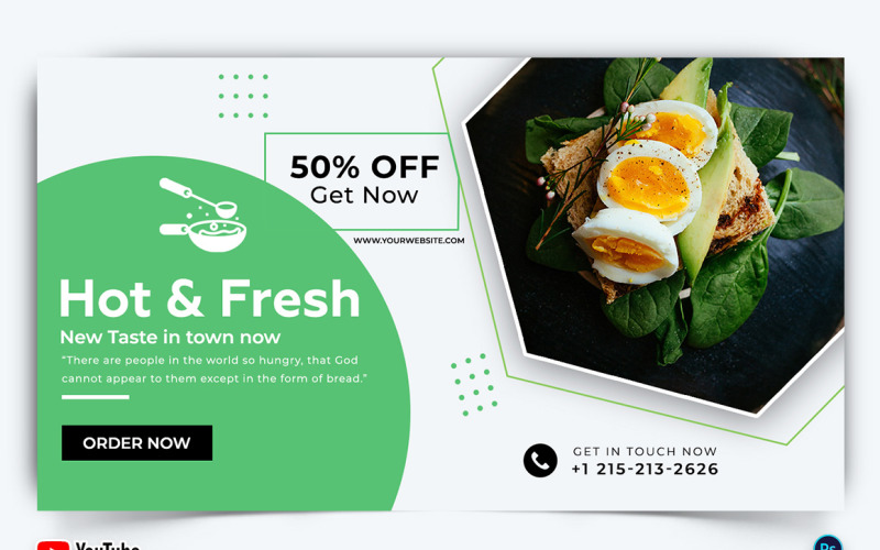 Restaurant and Food YouTube Thumbnail Design Template03