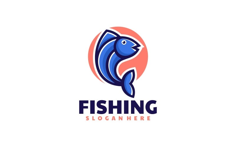 Basit Maskot Logo Tarzı Balık Tutma