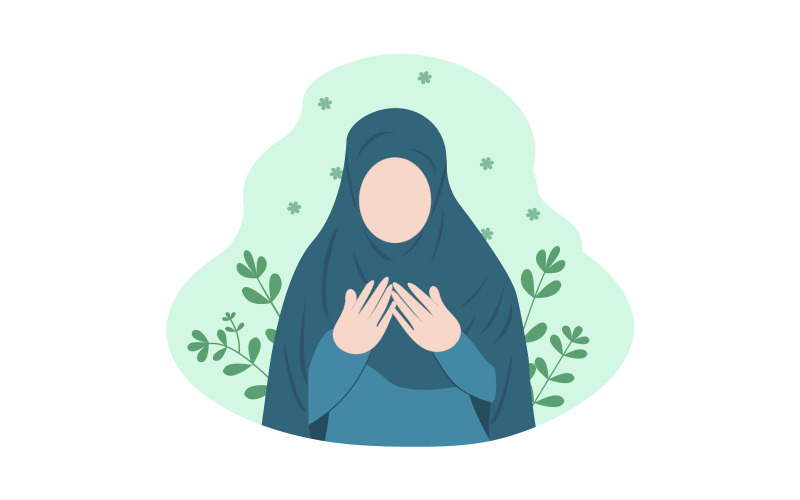 Illustrazione piana di preghiera della ragazza musulmana