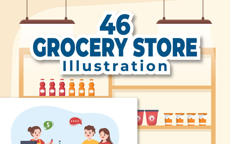 46 Ilustración de tienda de abarrotes o supermercado