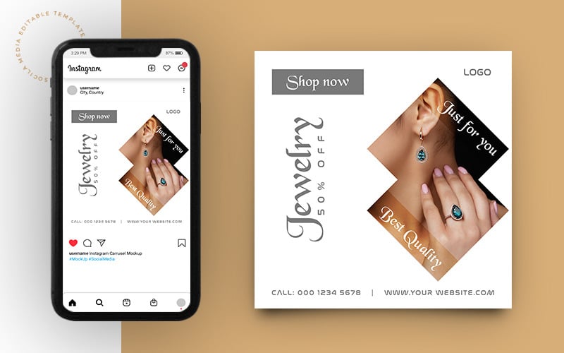 Jewelry Promo Social Media Post Banner Template