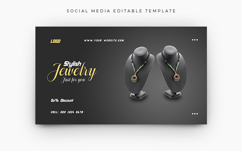 Modello di banner web per social media per la promozione di gioielli
