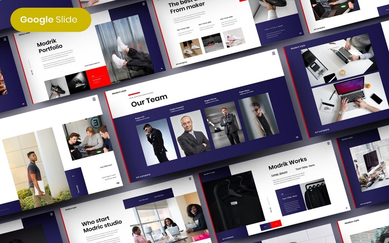 Modrik - Biznesowy szablon slajdu Google