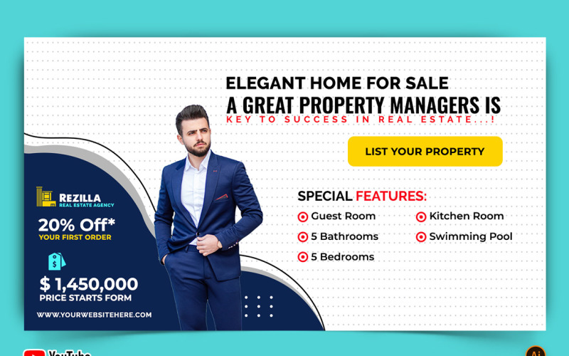 Real Estate YouTube Thumbnail Design 14 TemplateMonster