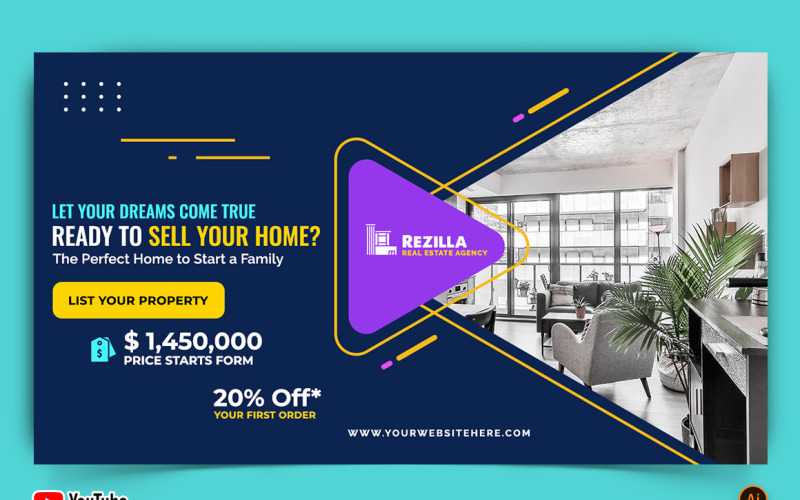 Real Estate YouTube Thumbnail Design 15 TemplateMonster