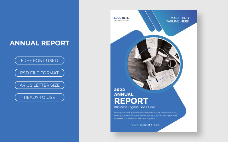 Elegáns kék üzleti éves jelentés sablon