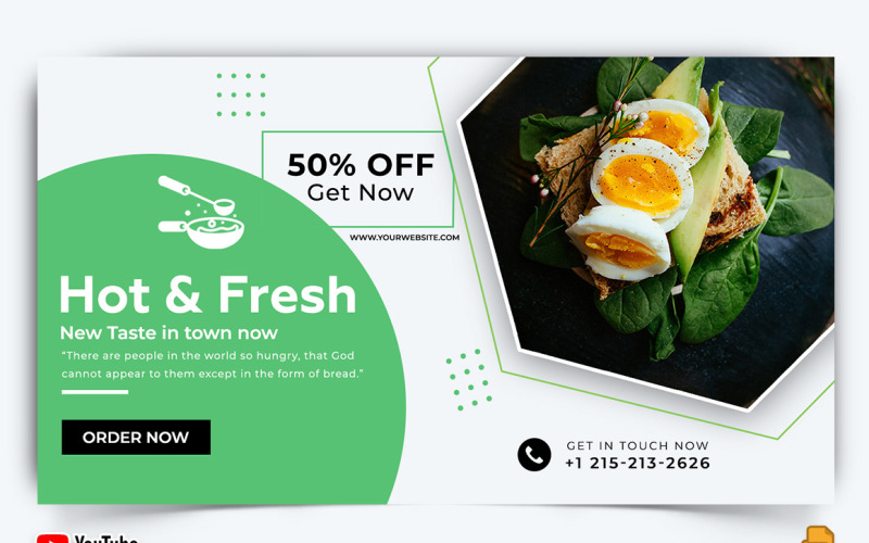 Food and Restaurant YouTube Thumbnail Design 034