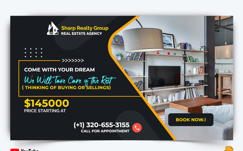 Real Estate YouTube Thumbnail Design -003 - TemplateMonster
