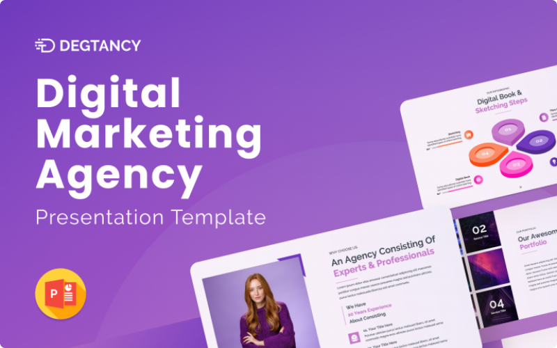 Degtancy – Modèle de présentation PowerPoint pour agence de marketing numérique