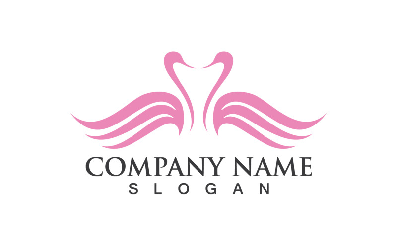 Cisne Pássaro Amor Símbolo Logo Vector V28