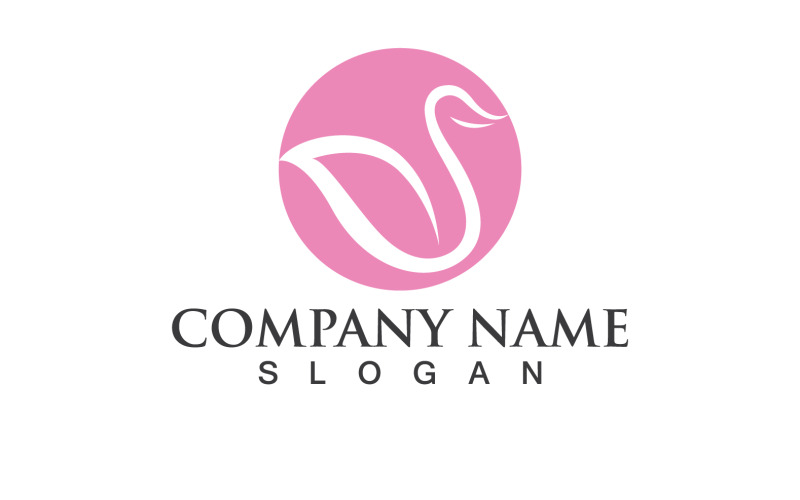 Cygne Oiseau Amour Symbole Logo Vecteur V29