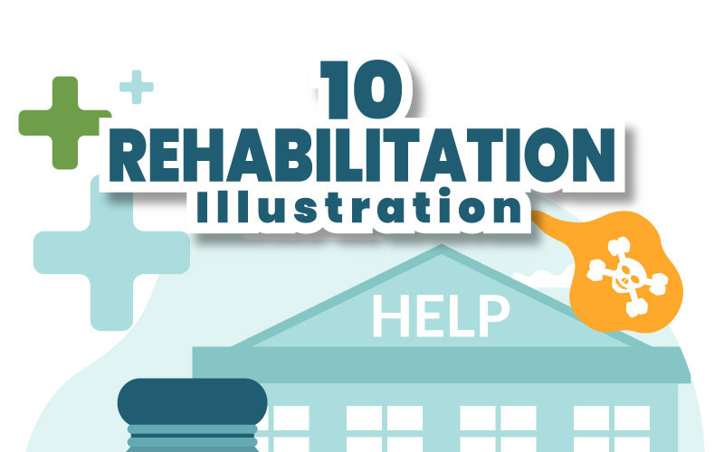 10 Illustration av rehabilitering eller sjukgymnastik