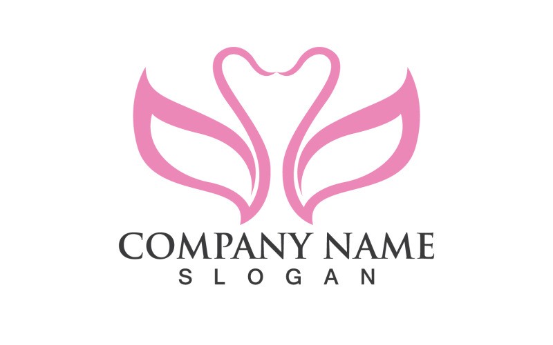 Kuğu Kuş Aşk Sembolü Logo Vektör V38