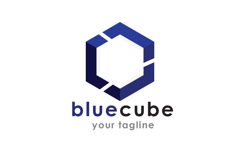Logotipo del cubo azul de la arquitectura