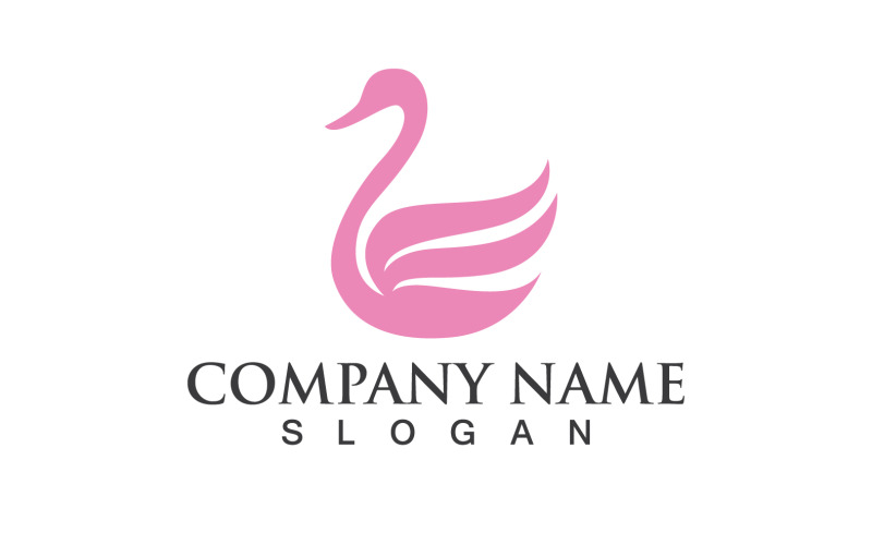Zwaan Vogel Liefde Symbool Logo Vector V5