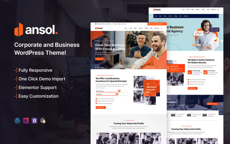 Ansol — Корпоративная и деловая тема WordPress