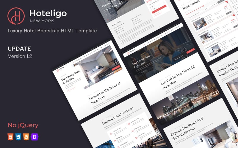 Hoteligo – початковий шаблон розкішного готелю