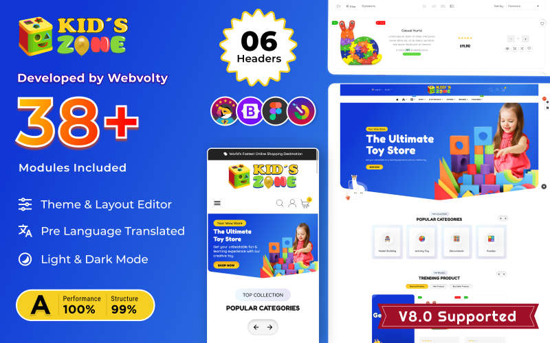 Kids Zone Mega Kids–Kindermode–Kleidung PrestaShop 8.0 Theme