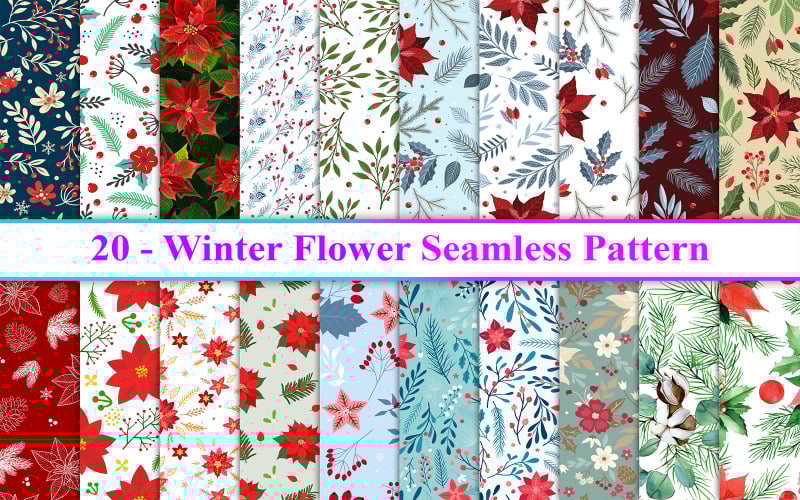 Nahtloses Muster der Winterblume, Winterblume, Blumenhintergrund