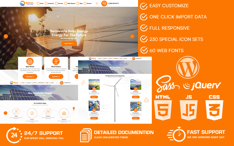 Solaran - Tema WordPress per l'energia solare