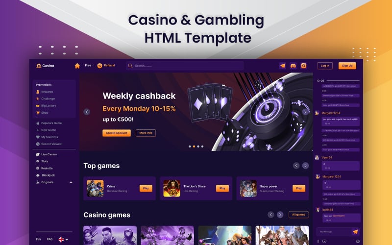 Казино - HTML-шаблон казино и азартных игр