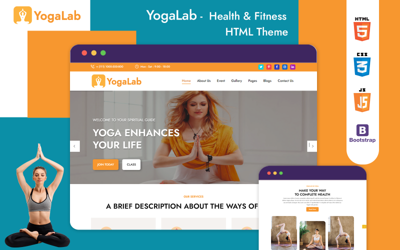 YogaLab -  Yoga and Meditation, Health & Fitness HTML Theme