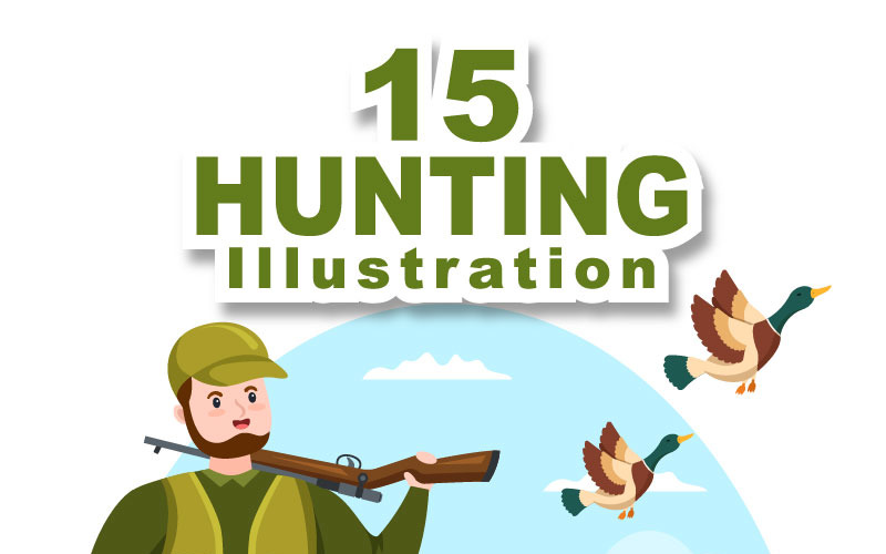 15 vadon élő állatok vadászata illusztráció