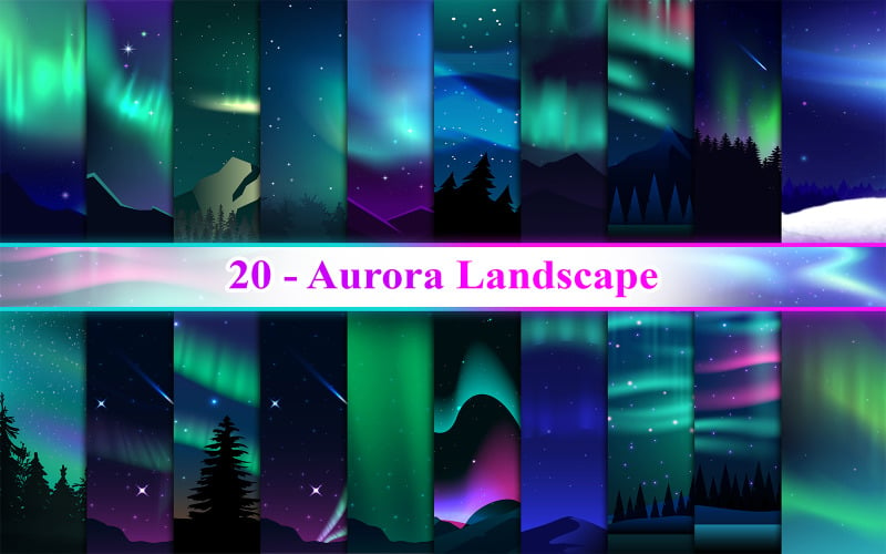 Aurora táj illusztráció háttér, Aurora táj, Aurora háttér