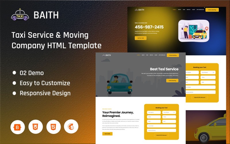 Baith - Tema della pagina di destinazione HTML5 del servizio taxi