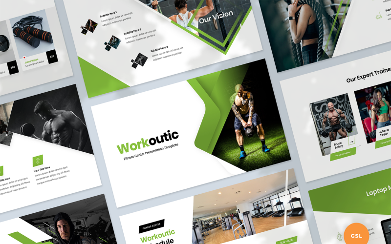 Fitnesz és edzőterem bemutató Google Slides sablon