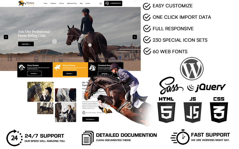 Horses - Equestrian Club & Horse Riding WordPress Theme