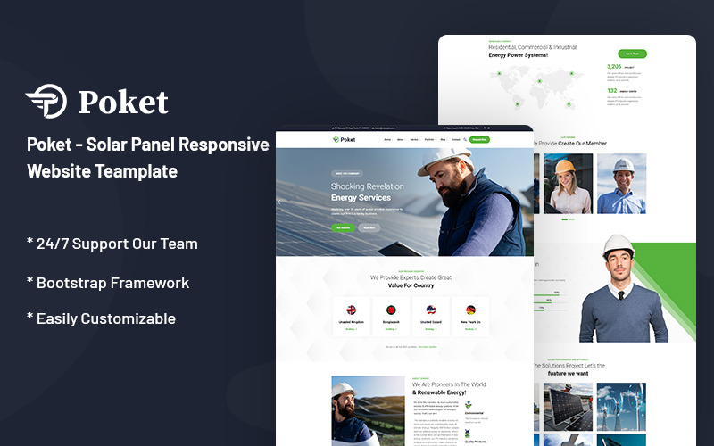 Poket – sjabloon voor websites met responsieve zonnepanelen