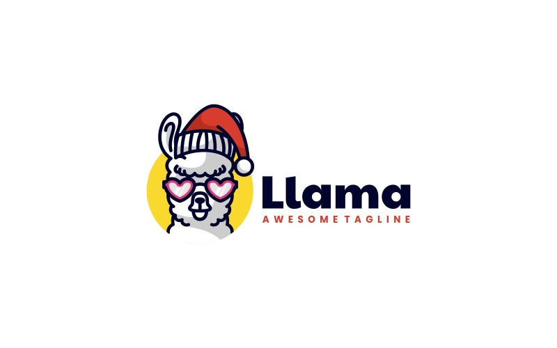 Lama maskot kreslený styl loga