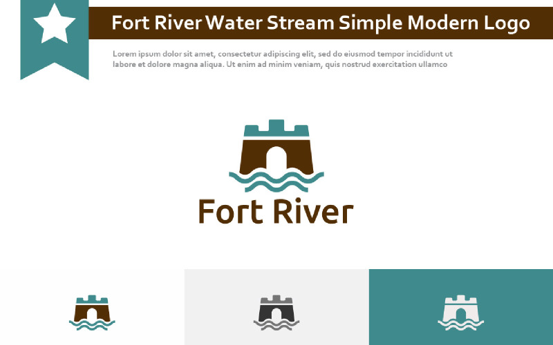 Logotipo moderno simples do fluxo de água do rio Fort