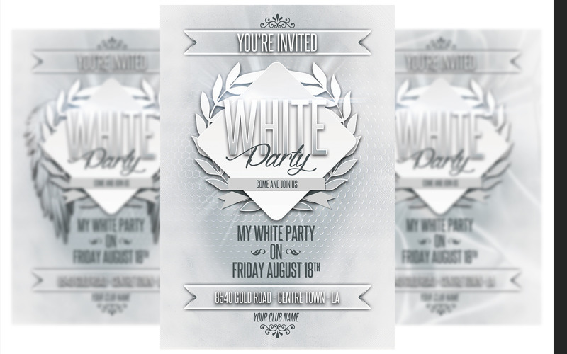 Weiße Party-Einladung - Flyer-Vorlage