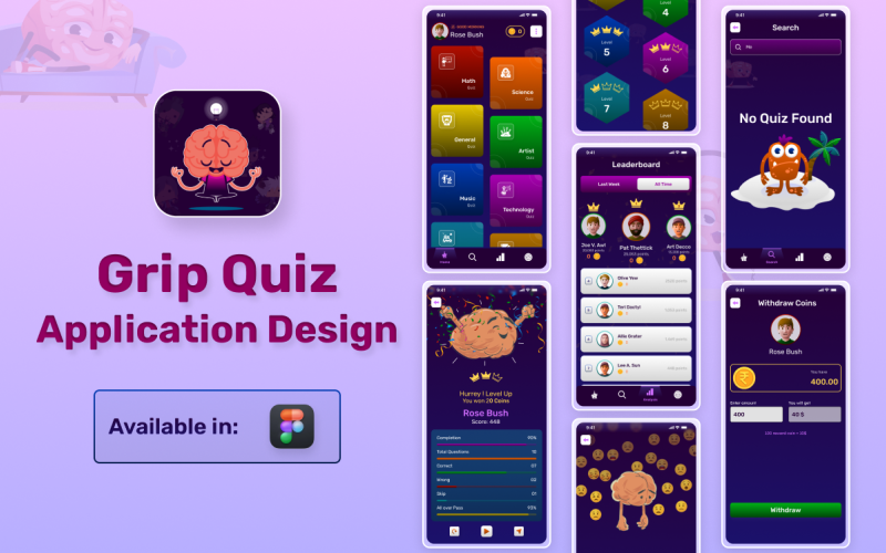 Grip Quiz - Figma Kit для мобильных приложений